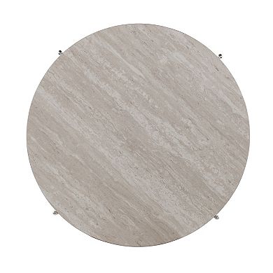 Southern Enterprises Silas Round Faux Stone Cocktail Table