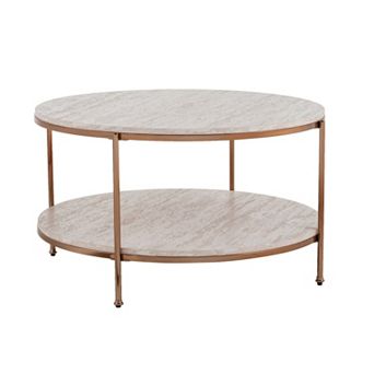 Southern Enterprises Silas Round Faux-Stone Cocktail Table