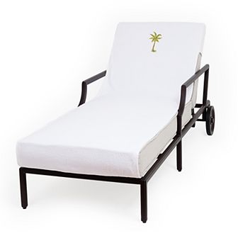 Linum Home Textiles Turkish Cotton Palm Tree Embroidered Chaise Lounge Cover