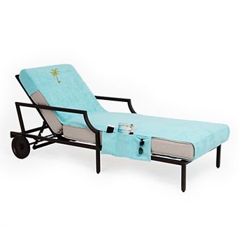 Linum Home Textiles Turkish Cotton Embroidered Palm Tree Standard Size Chaise Lounge Cover