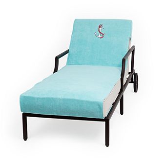 Linum Home Textiles Turkish Cotton Anchor Embroidered Chaise Lounge Cover
