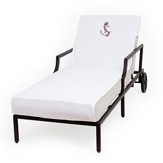 Linum Home Textiles Turkish Cotton Anchor Embroidered Chaise Lounge Cover