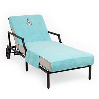 Linum Home Textiles Turkish Cotton Embroidered Anchor Standard Size Chaise Lounge Cover