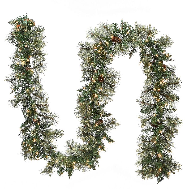 National Tree Company 9 ft. Golden Bristle Garland with Clear Lights, Green