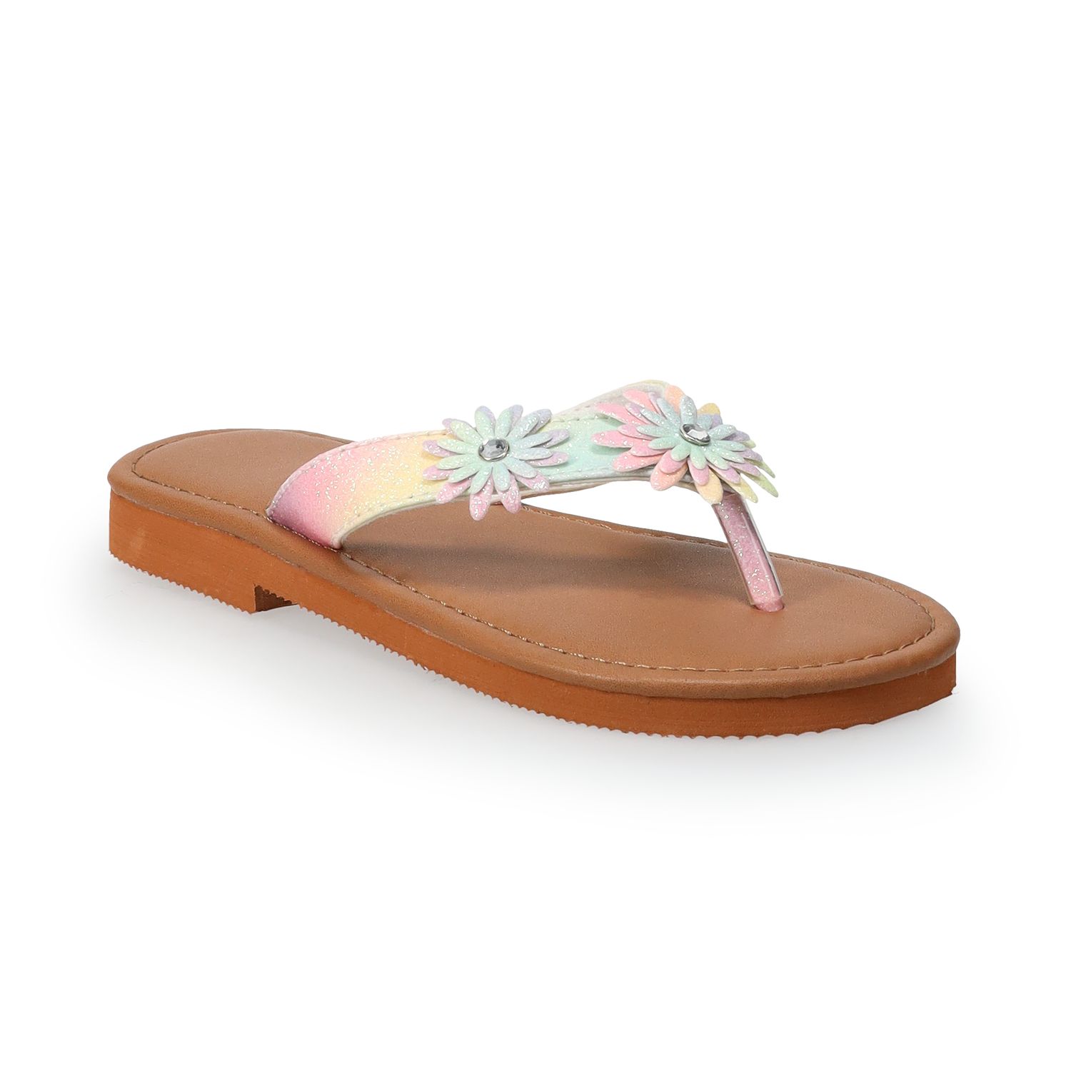 girls leather flip flops