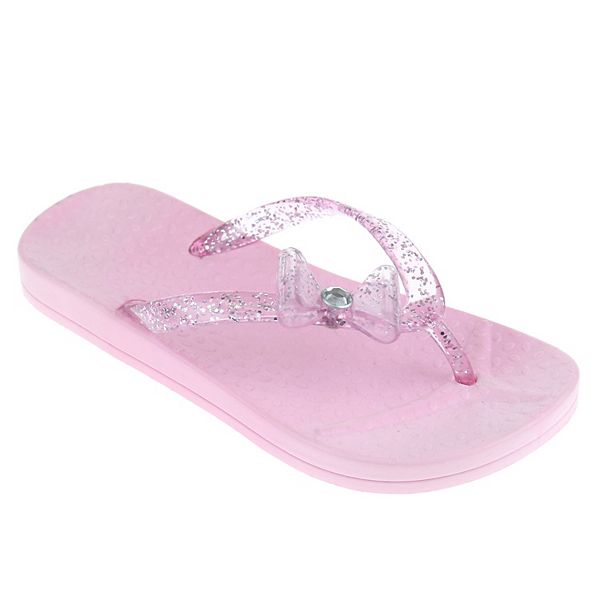 HONGTEYA Girls Glitter Slides Slippers Black Sequin Bow Shoes for Kids Beach PVC Molded Footbed Flatform Sandals 