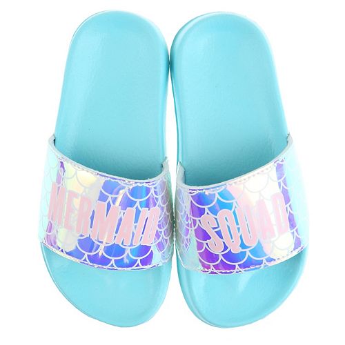 Girls Elli by Capelli Holographic Mermaid Squad Slide Sandals