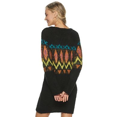 Juniors' Rewind Geo Print Sweater Dress 