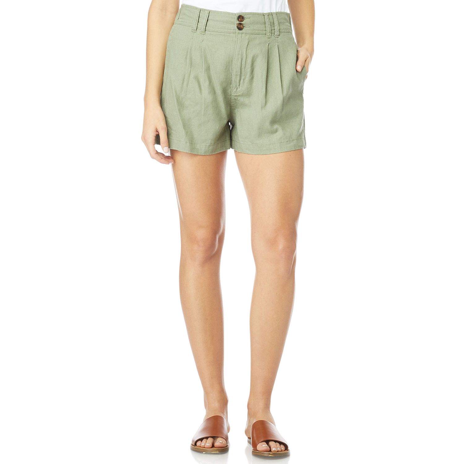 high rise linen shorts