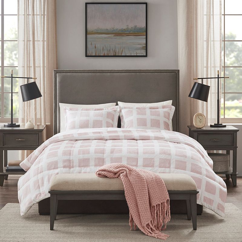 Madison Park Mae Plush Comforter Set, Pink, Full/Queen