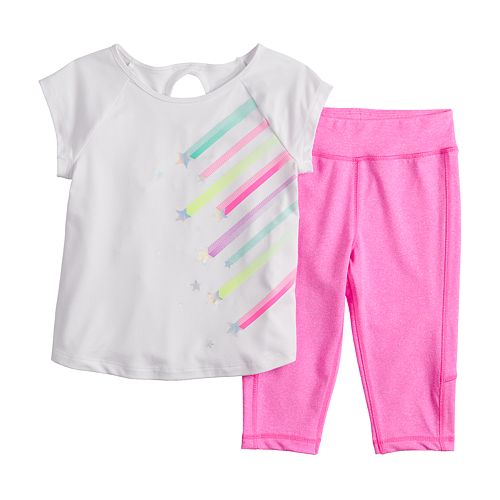 Toddler Girl Jumping Beans® Active Raglan Tee & Pieced Capri Set