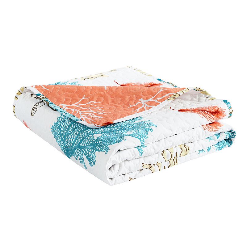 Lush Decor Coastal Reef Feather Throw, Blue