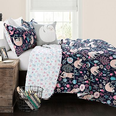 Lush Decor Hygge Sloth Quilt 4 Piece Set