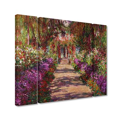 Trademark Fine Art 'A Pathway in Monet's Garden' Multi Panel Art Set