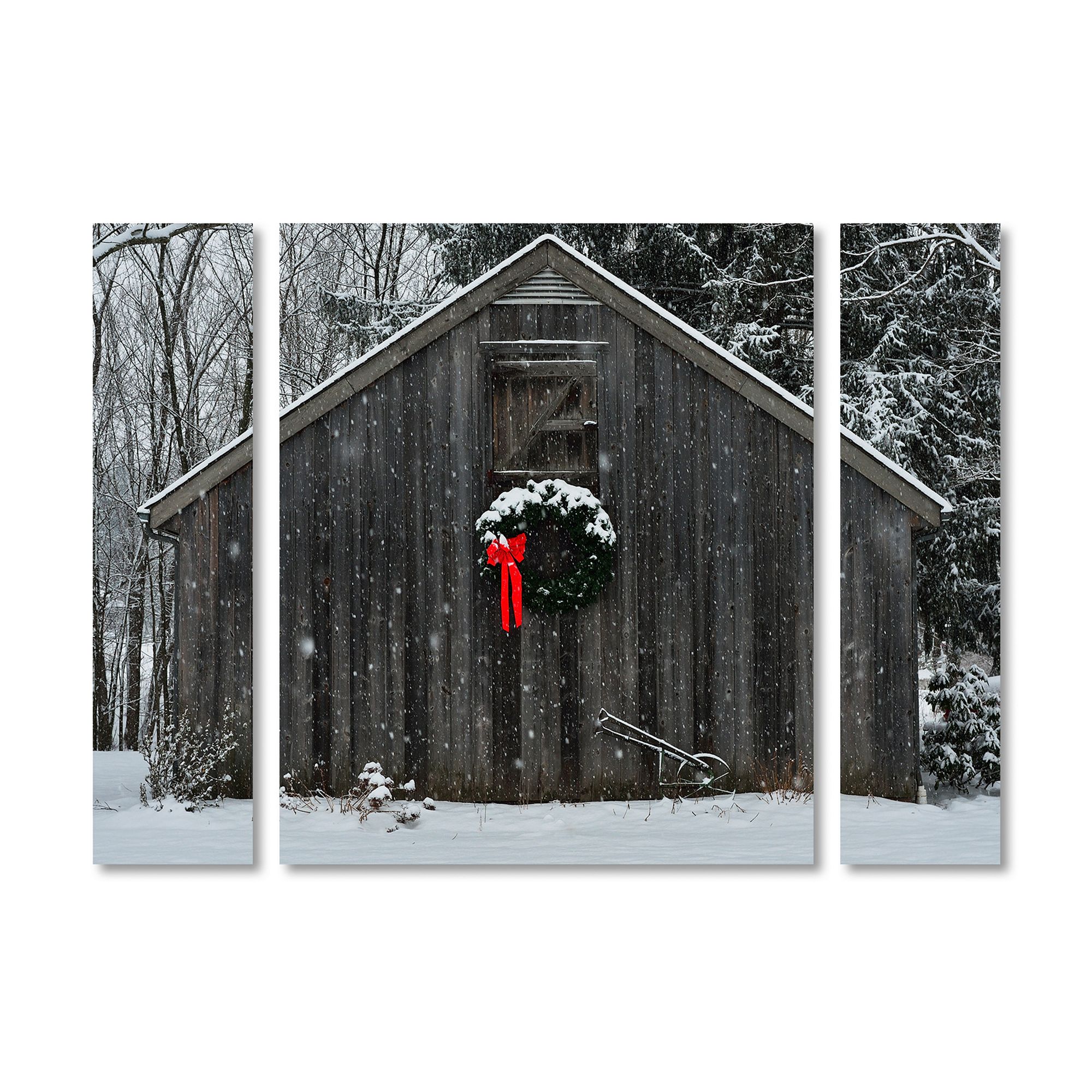 Trademark Fine Art Christmas Barn in the Snow Multi Panel Art Set, Multi 