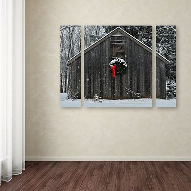 Trademark Fine Art 'Christmas Barn in the Snow' Multi Panel Art Set