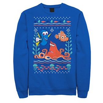 Disney / Pixar's Finding Dory Men's Hank Nemo Dory Ugly Sweater Style Graphic Fleece Pullover