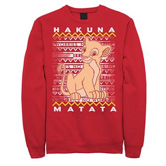 Disney's The Lion King Men's Simba Ugly Christmas Graphic Fleece Pullover