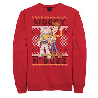 Disney / Pixar's Toy Story Men's Woody & Buzz Ugly Christmas Graphic Fleece Pullover