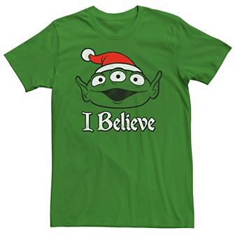 Disney / Pixar's Toy Story Men's Green Alien Santa Hat Head Shot Tee