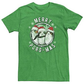 Men's Star Wars Merry Porg-Mas Christmas Holiday Graphic Tee