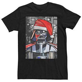 Men's Star Wars Darth Vader Santa Hat Christmas Painting Poster Tee