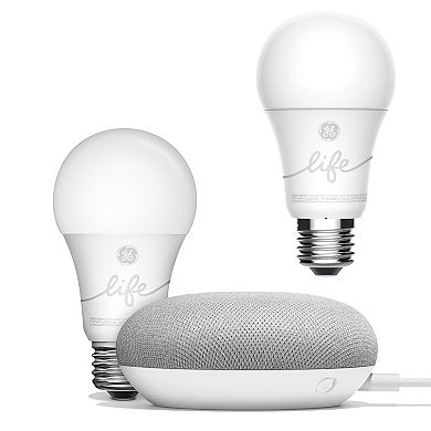 Google Home Mini Smart Light Starter Kit + Additional GE C-Life Smart Bulb