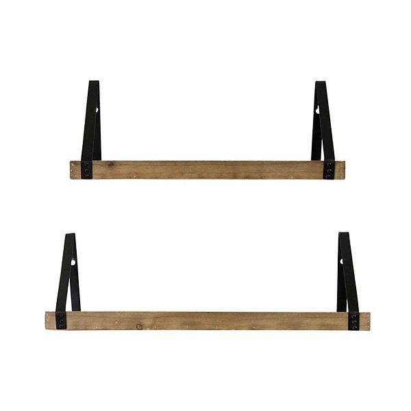 Stratton Home Decor Set of 2 Metal and Wood Shelves