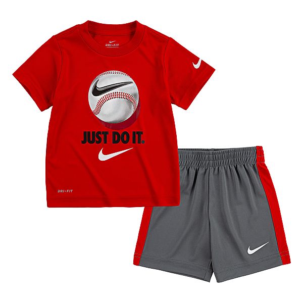 Toddler Boy Nike DriFIT "Just Do It" 2Piece Baseball Tee & Shorts Set