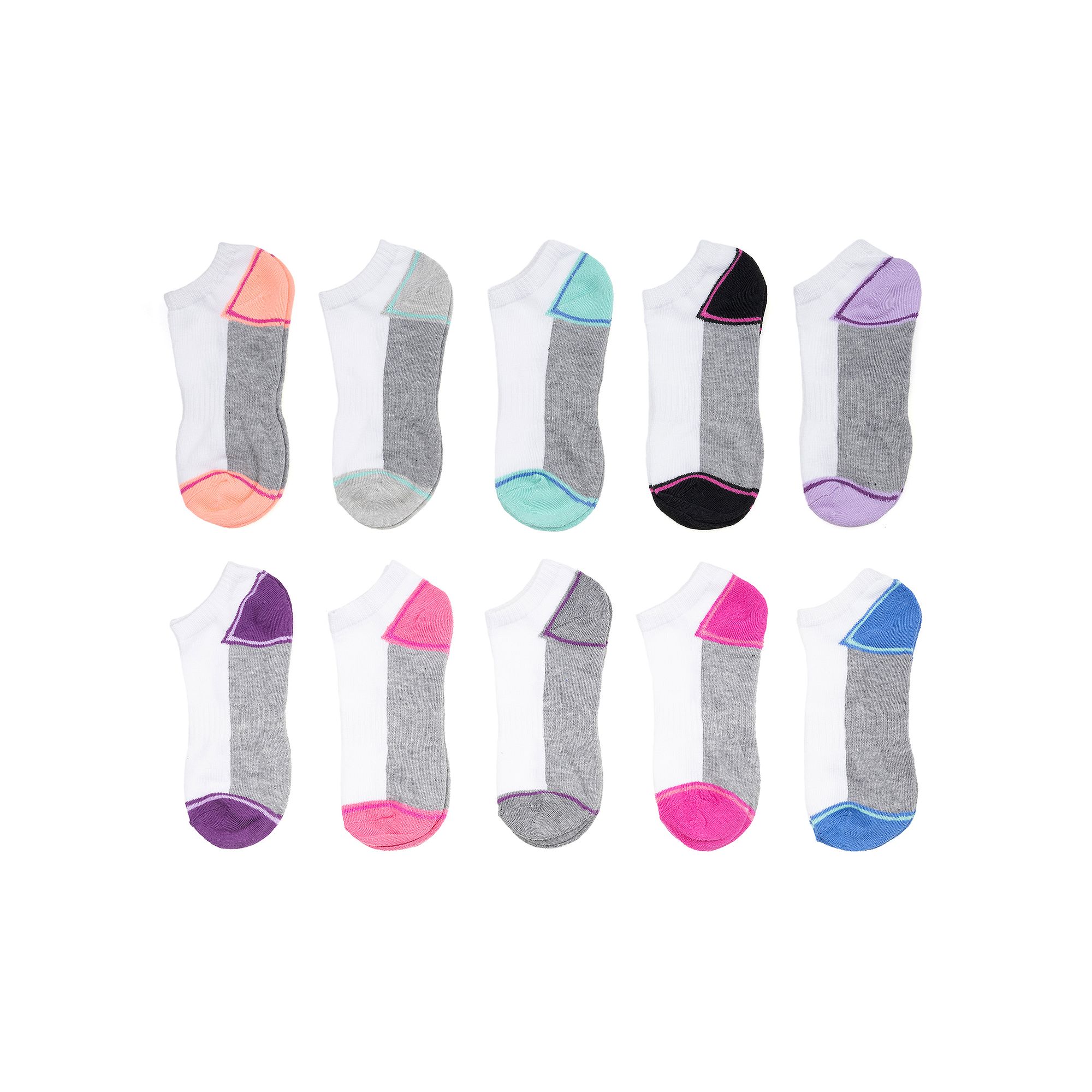 Girls SO® 10-Pack Multicolor No Show Socks, Girls, Size: Small