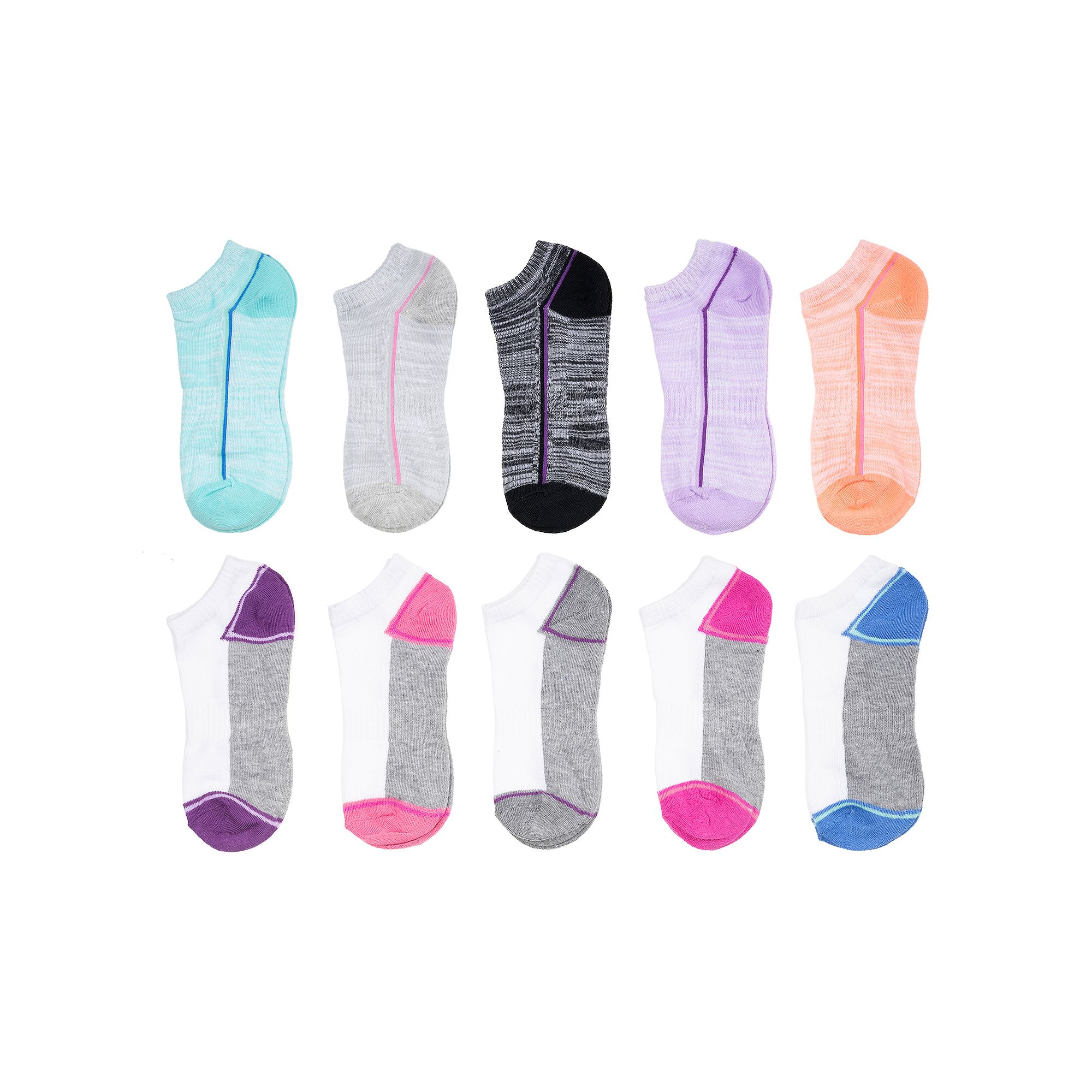 Girls SO® 10-Pack Multicolor No Show Socks, Girls, Size: Small, Multi Spa