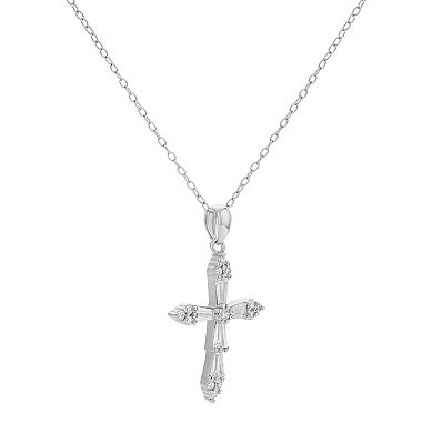 PRIMROSE Sterling Silver Cubic Zirconia Cross Pendant Necklace