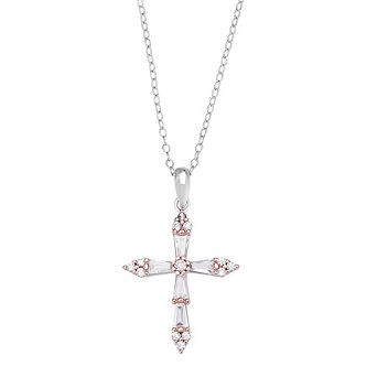 PRIMROSE Sterling Silver Cubic Zirconia Cross Pendant Necklace