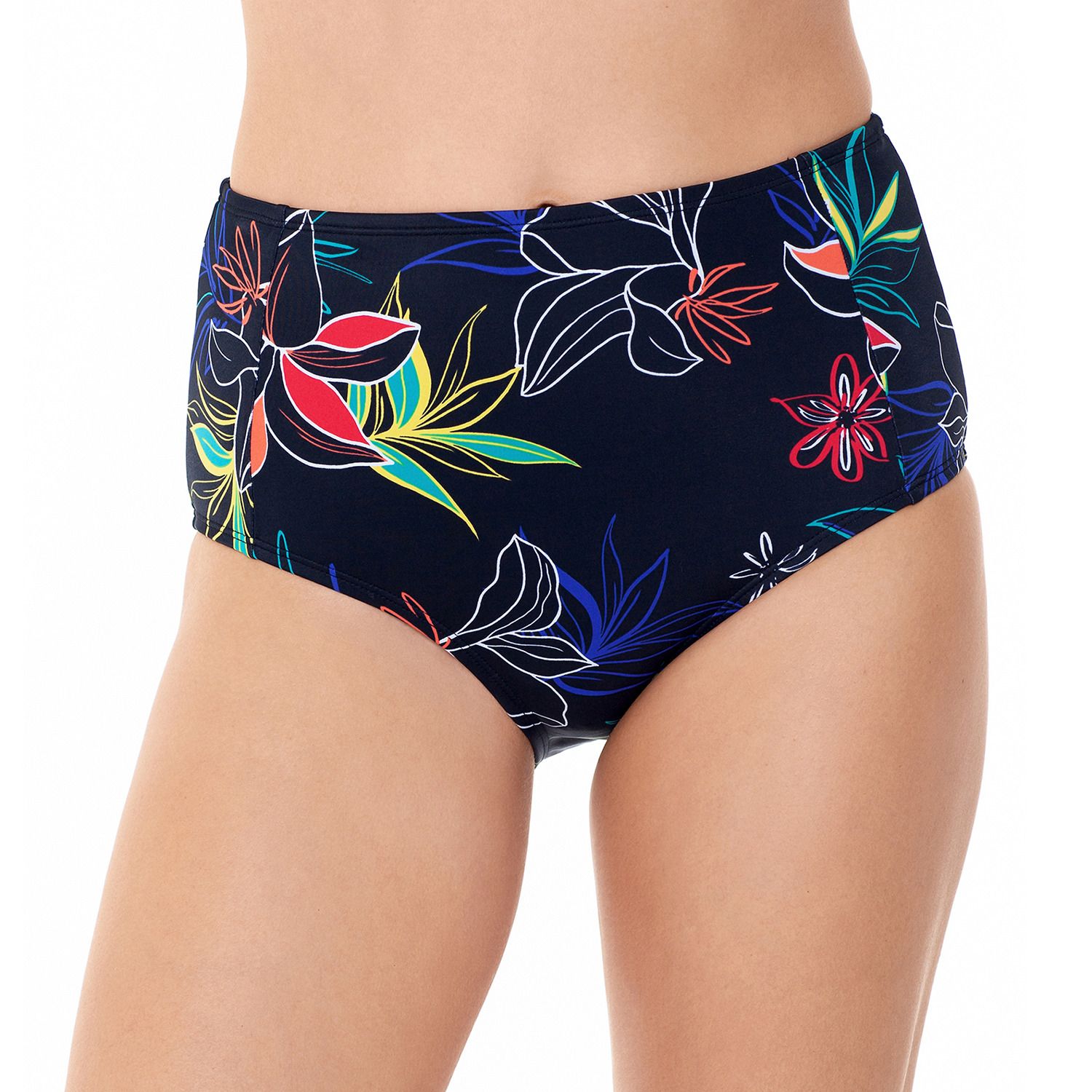 floral high waisted swim bottoms