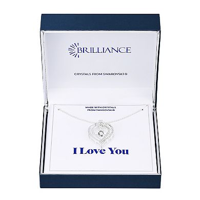 Brilliance Double Heart Dancing Pendant Necklace with Crystals
