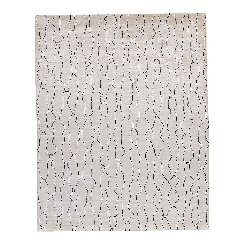 Weave & Wander Miska Modern Abstract Area Rug, White, 5X8 Ft