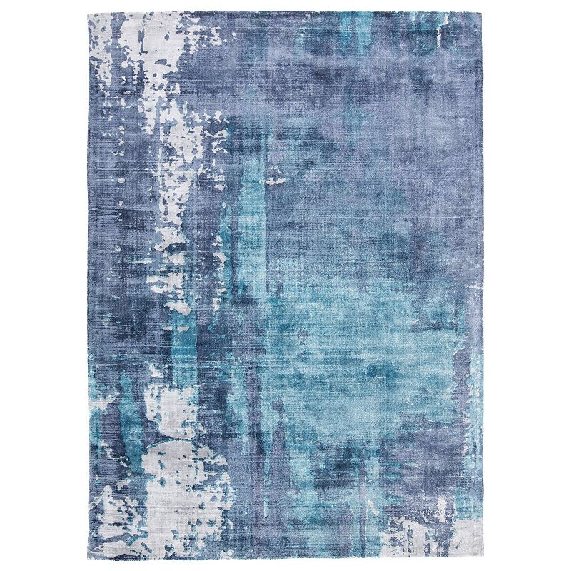 Weave & Wander Cashel Abstract Watercolor Rug, Blue, 8X10 Ft