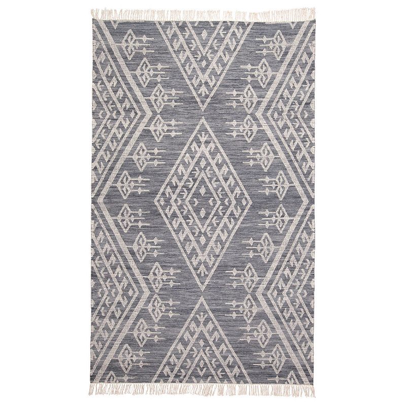 Weave & Wander Bray Vintage Boho Flatwoven Fringe Rug, Blue, 8X10 Ft