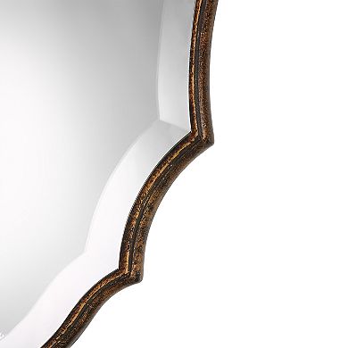 Rounded Edged Wood Frame Wall Mirror