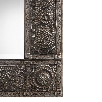 Heavily Antiqued Rust Gray Wash Wall Mirror