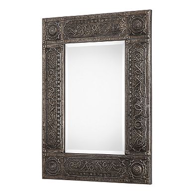Heavily Antiqued Rust Gray Wash Wall Mirror