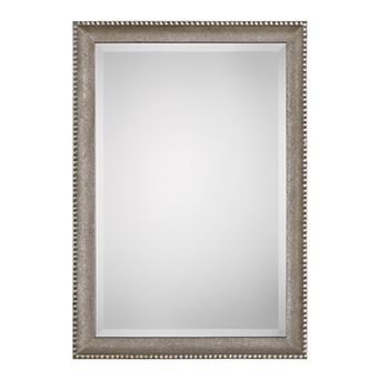 Textured Surface Metallic Silver Finish Wall Mirror
