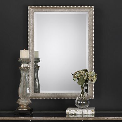 Textured Surface Metallic Silver Finish Wall Mirror