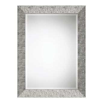 Textured Surface Metallic Silver Finish Wall Mirror