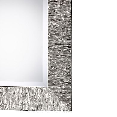 Textured Surface Metallic Silver Finish Wall Mirror