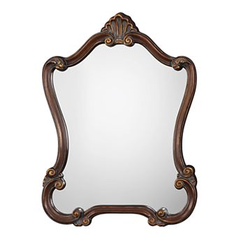 Lightly Distressed Bronze Finish Wall Mirror