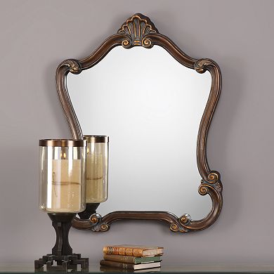 Lightly Distressed Bronze Finish Wall Mirror