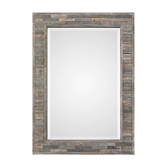 Weathered Pine Strips Wall Mirror