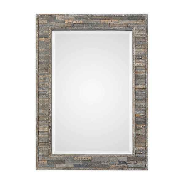 Weathered Pine Strips Wall Mirror