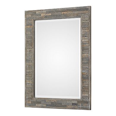 Weathered Pine Strips Wall Mirror